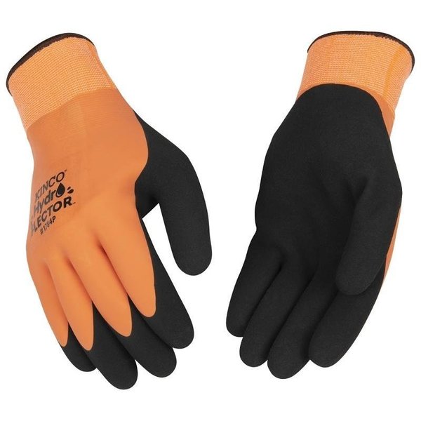 Hydroflector Waterproof Coated Gloves, M, Knit Wrist Cuff, Latex Coating, Acrylic Glove, BlackOrange 1784P-M